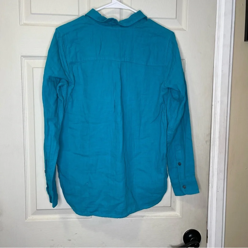 J.Crew Teal Double-gauze button-up shirt Sz Xs